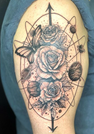 Roses And Butterfly With Planet 