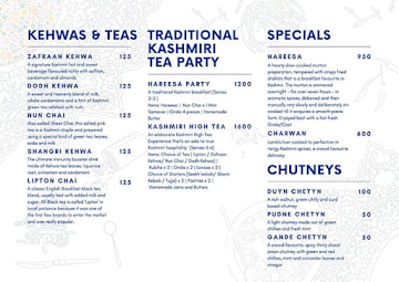 Sarposh Restaurant And Tea Room menu 