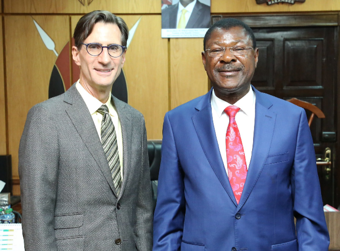 National Assembly Speaker Moses Wetangula and World Bank Country Director Keith Hansen at the Parliament Buildings on November 2,2022.