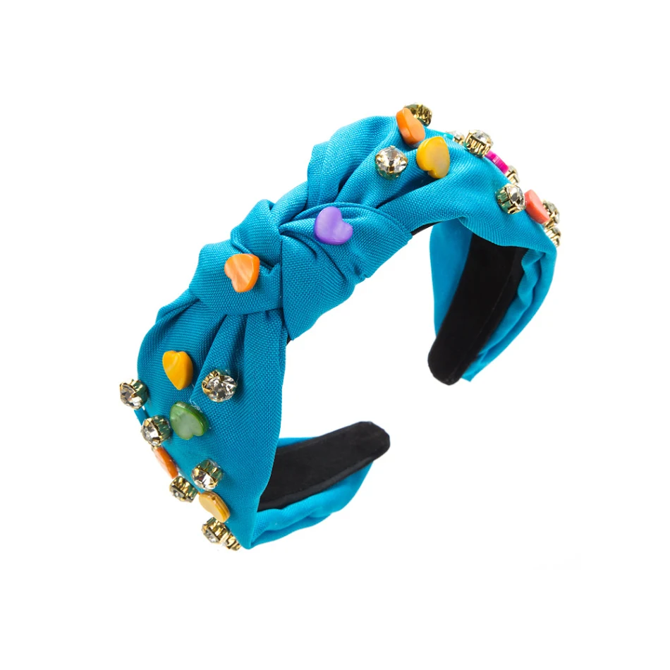 Snoepkleurige, hartvormige decoratieve diamant-hoofdband, perfect om je haar te versieren en glans toe te voegen.