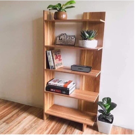 Kê Sách Gỗ Mdf 5 Tầng Hiện Đại , Kệ Gỗ Góc Tường Gỗ Đẹp