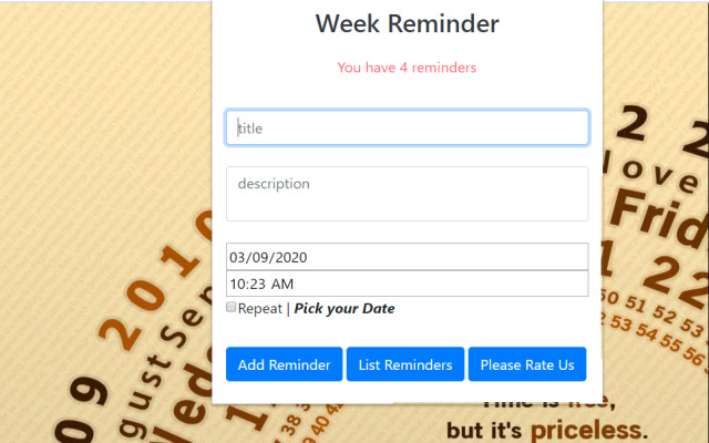 Weekly Reminders - for Google Chrome™ chrome extension