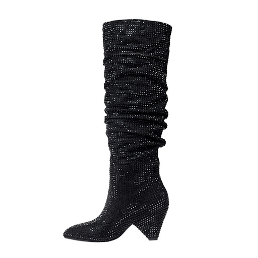 Title 4, Tapered Heel Silver Rhinestone Tall Fashion Wom...