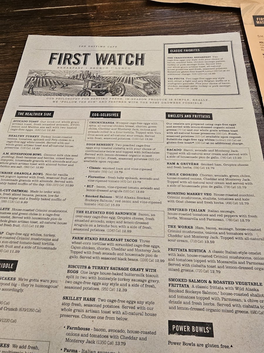 First Watch gluten-free menu