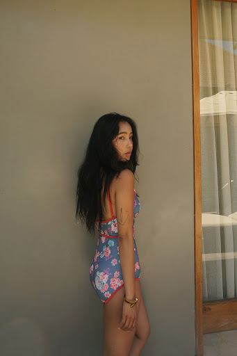 Title 5, Deep V lattice one-piece bikini