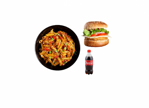 Chicken Bbq Pasta (Red Sauce) & Chicken Burger Combo