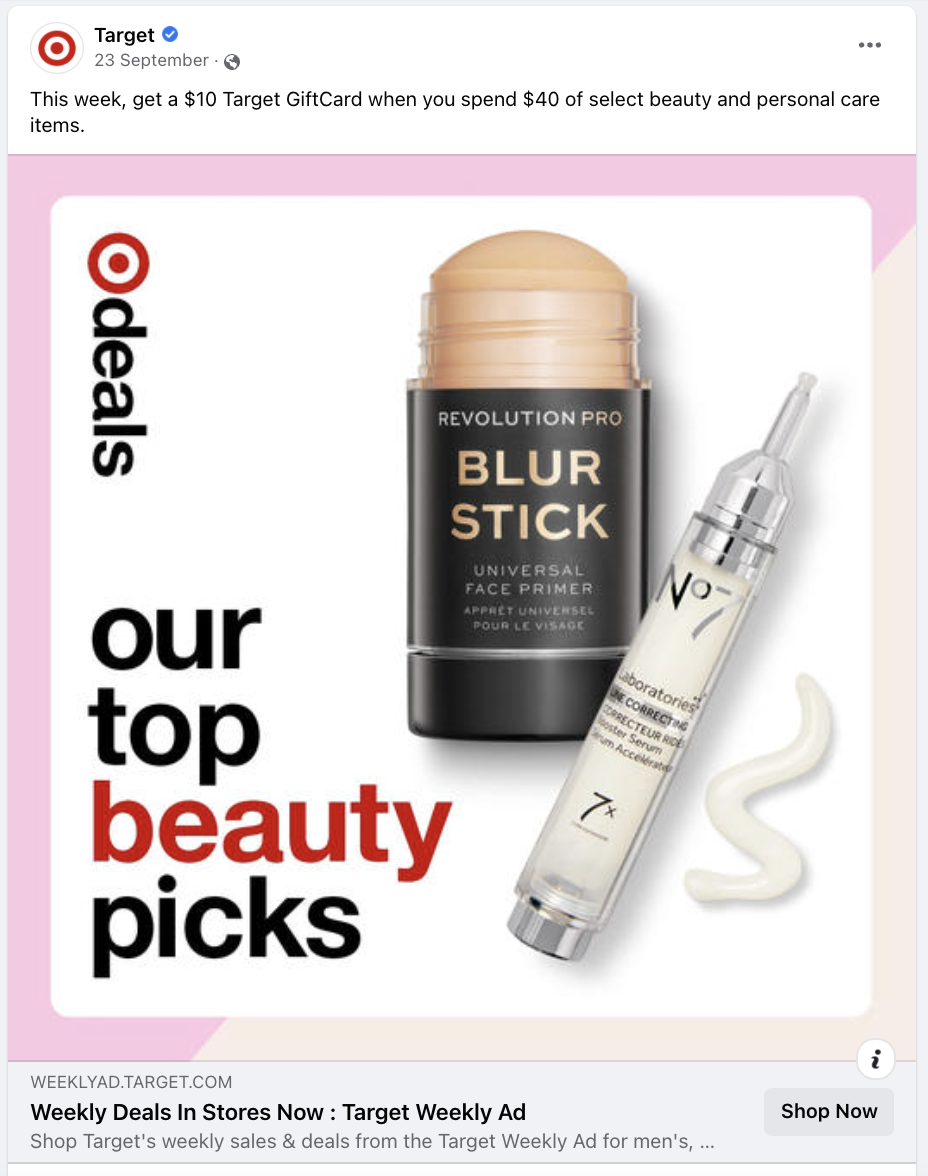 Facebook Ad from Target