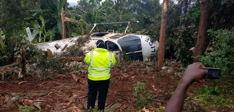 The chopper that crashed in Meru./COURTESY