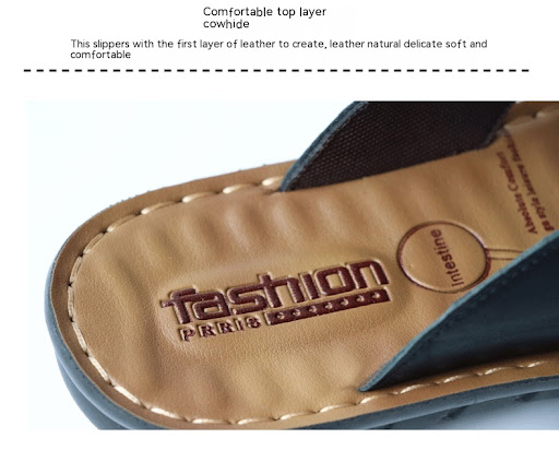 Title 6, Summer New Cowhide Mens Flip Flops Sandals, Co...