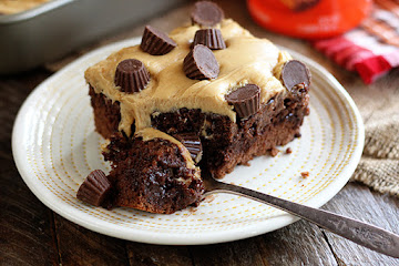 Chocolate Peanut Butter Poke Cake