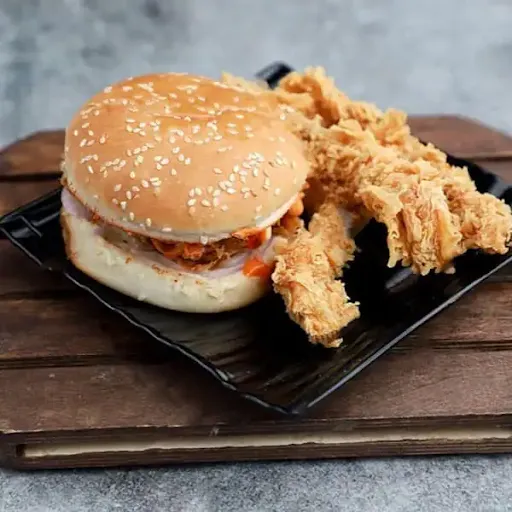 Chicken Burger + Strips (3 Pcs)