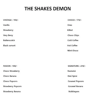 The Shakes Demon menu 
