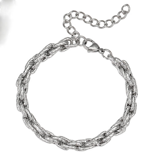 Title 8, Twist Lozenge Titanium Steel Bracelet for Coupl...