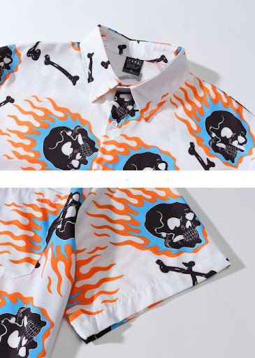 Title 10, Mens Casual Beach Skull Print Shirt Shorts Set...