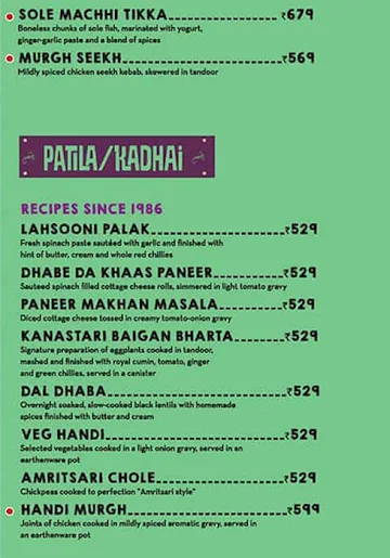Dhaba - Estd 1986 Delhi menu 