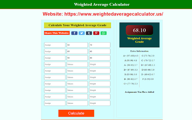 Weighted Average Calculator chrome extension