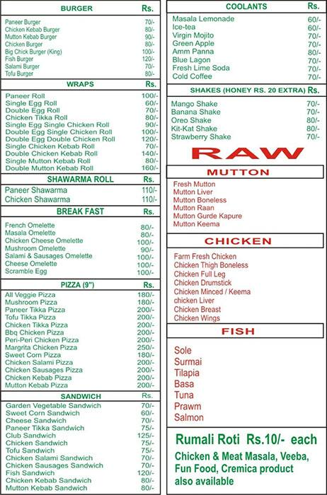 Chick Nation menu 