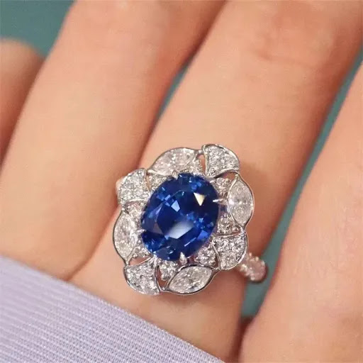 Title 3, Womens Sapphire Full Diamond Open Ring Luxurio...