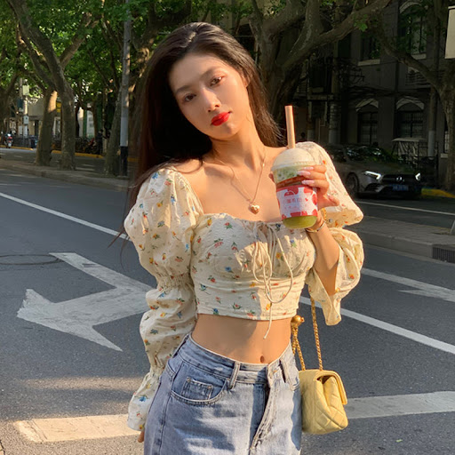 Title 4, Vintage French Square Neck Thin Short Shirt