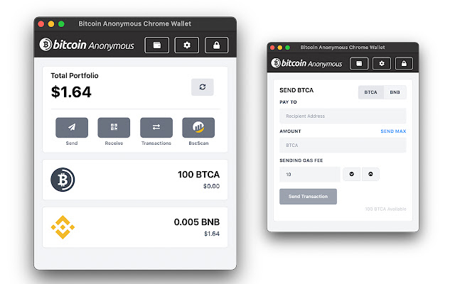 Bitcoin Anonymous Wallet chrome extension