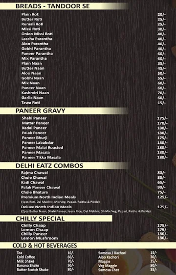 Delhi Eatz menu 