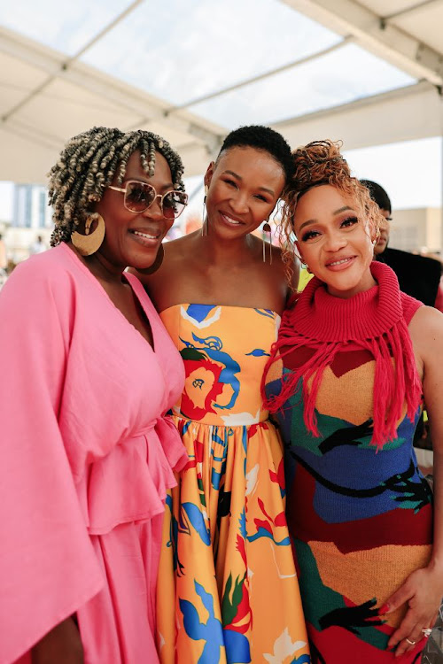 Rami Chuene, Noxolo Dlamini and Thando Thabethe at the Netflix Saftas rooftop event last Friday.