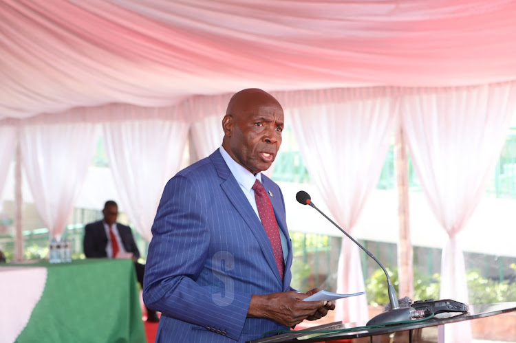 Education CS Ezekiel Machogu speaking during the release of the 2022 KCSE examination results on Friday, January 20, 2023