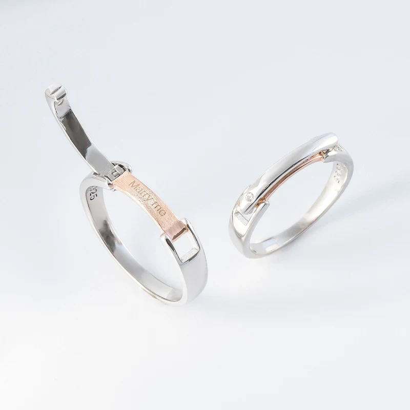 Title 6, Anillos de pareja de plata para hombre y mujer,...