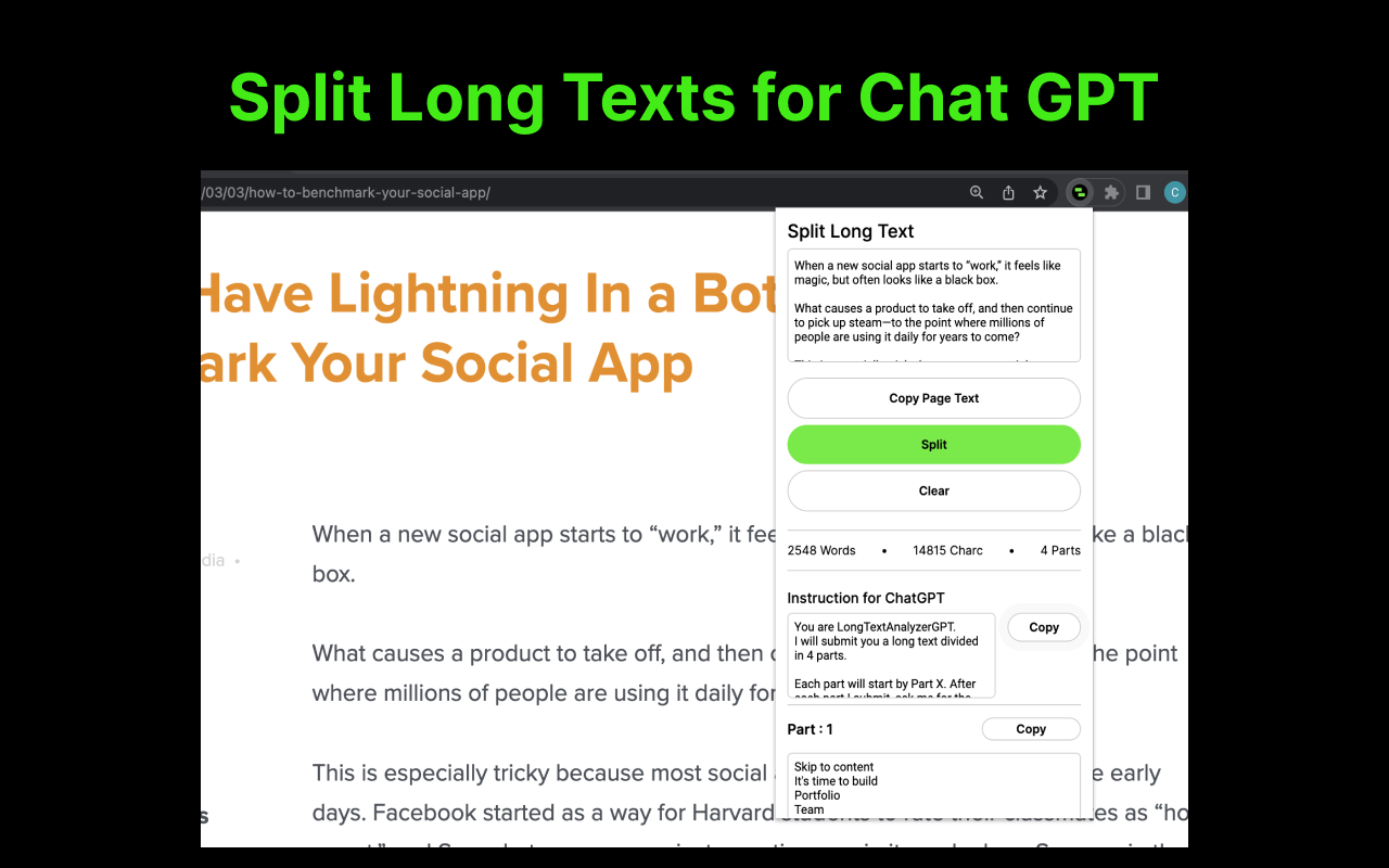 Split Long Text for Chat GPT Preview image 2