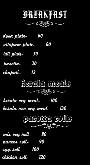 Kerala Kitchen menu 