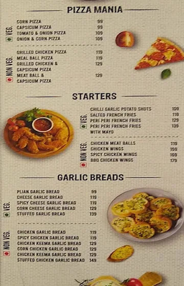 The Pizza Box menu 