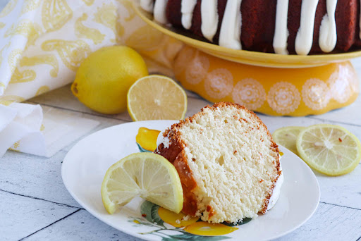 A slice of Mellina's I Love Lemon Pound Cake.