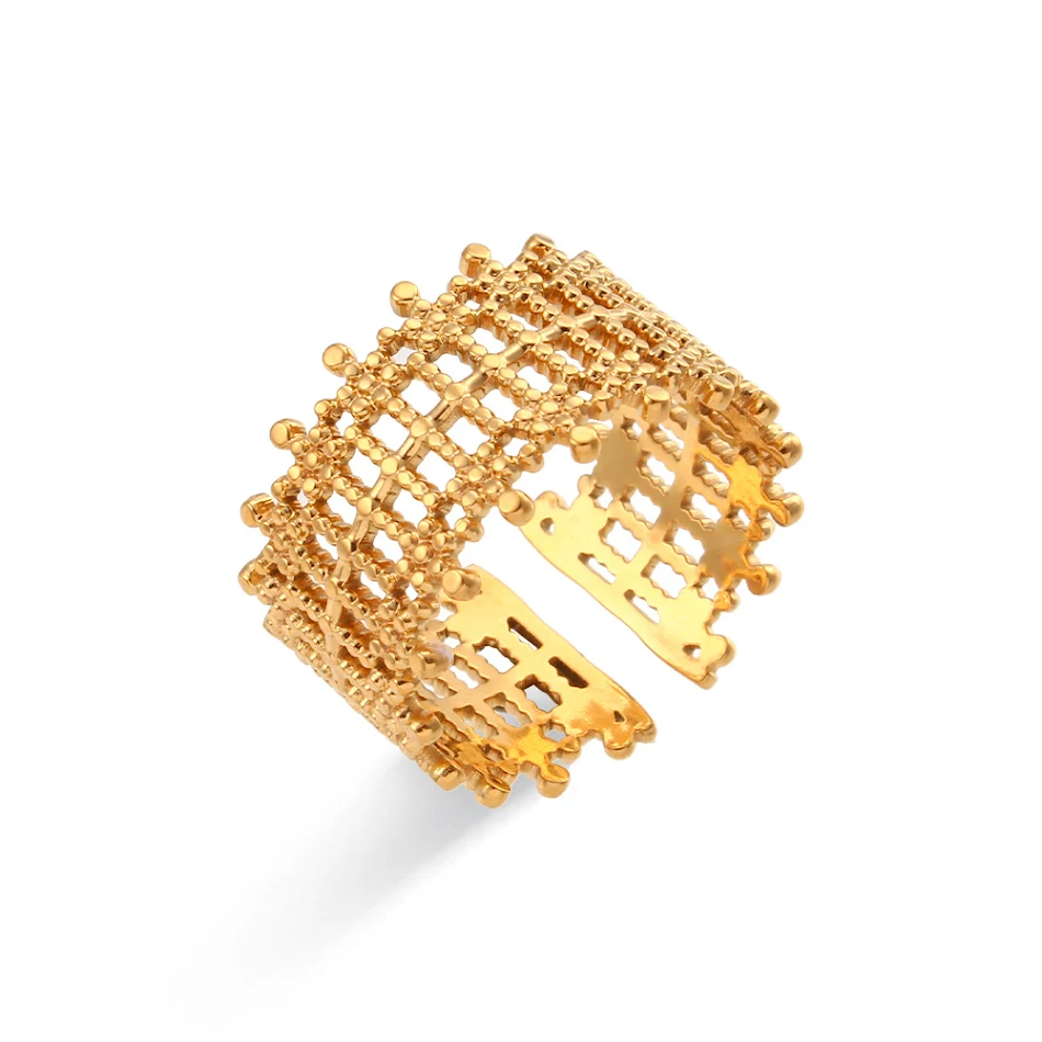 Bague ajourée de mode, ornement en anneau tissé en alliage