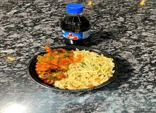 Chicken Lollypop Schezwan Masala Noodles Bowl + Coldrink [250 Ml]