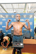 Nkosinathi Joyi getting ready for  do-or-die clash against Ntlantla Tyirha at the Orient Theatre, East London, on Sunday. 