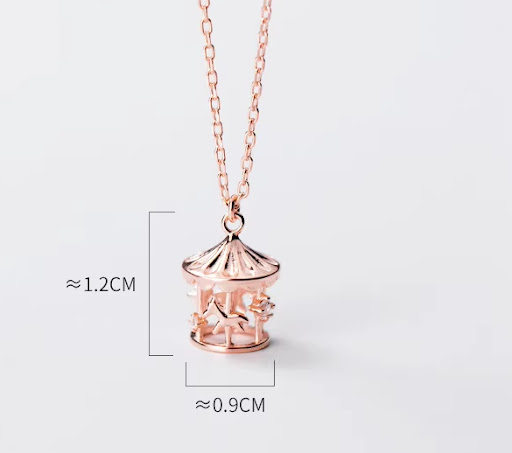 Title 1, Cute Silver Diamond Carousel Necklace for Women...