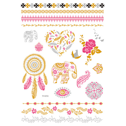 Title 15, Metal Hot Stamping Waterproof Tattoo Sticker Me...