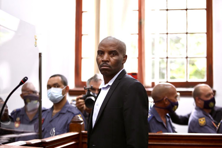 Alleged parliament arsonist Zandile Mafe in the dock at Cape Town magistrates court on January 11 2022.