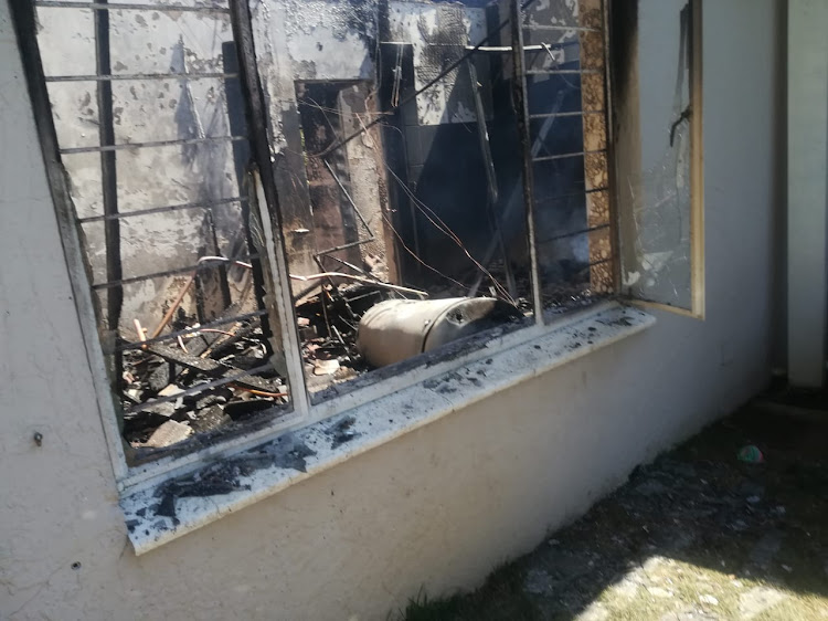 The charred remains of a house in Blairgowrie which caught on fire on Monday night.