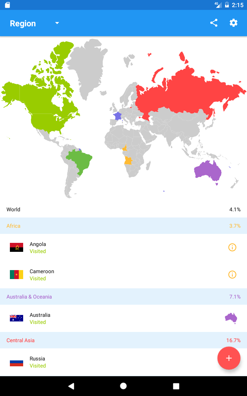 Mark OTravel - my travel map Screen 3