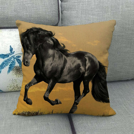 Title 16, Flax digital printed horse pattern pillowcase f...