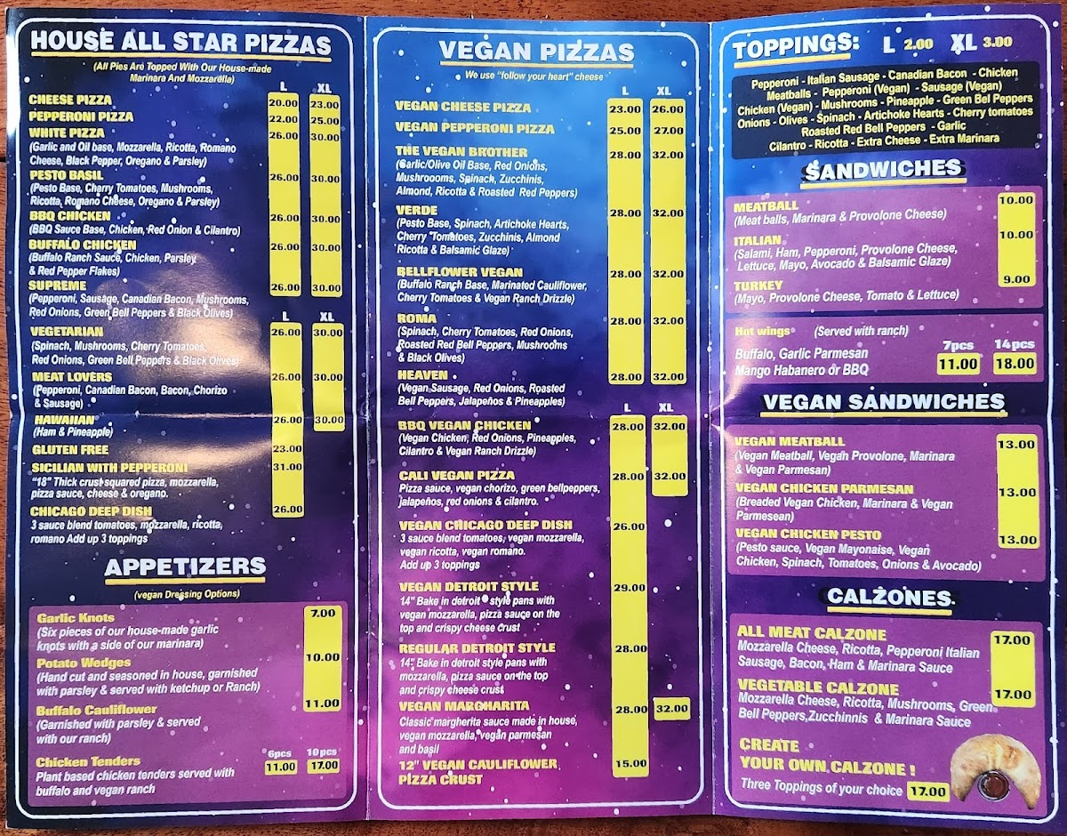 One side of folding menu