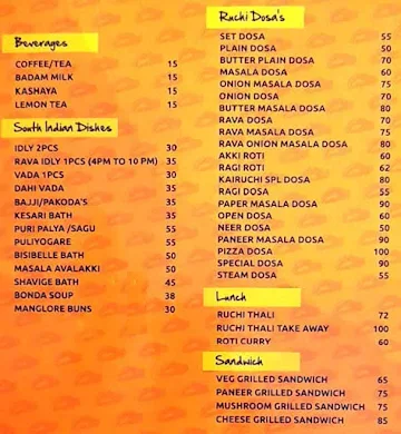 Kajal Kai Ruchi menu 