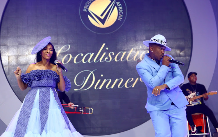 Mafikizolo entertain guests during the Proudly South African Localisation Dinner which formed part of the Buy Local Summit held at Sandton Convention Centre at which Deputy President Paul Mashatile was the keynote speaker.