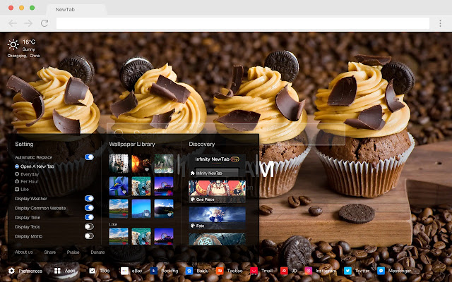 Cup cake pop HD food new tab page theme
