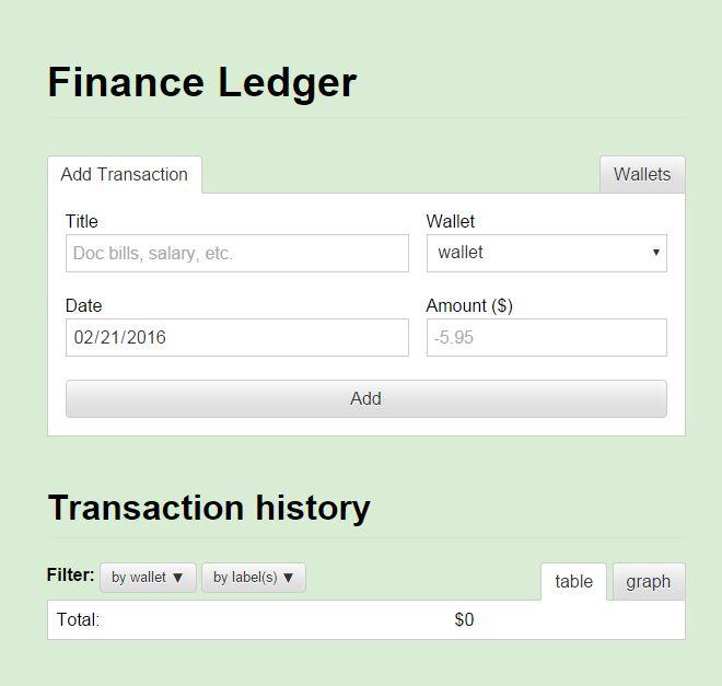 Mini Financial Ledger Screen 1