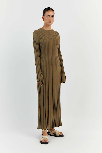 Title 13, Fashion Casual Solid Color Knitted Dress Round ...