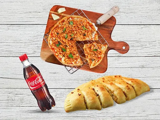 Spicy Chicken Keema Pizza + Chicken Tikka Garlic Bread