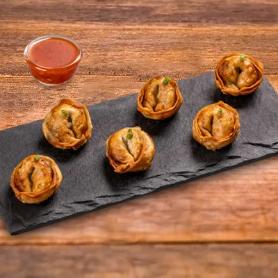 Fried Veg Momos With Momo Chutney