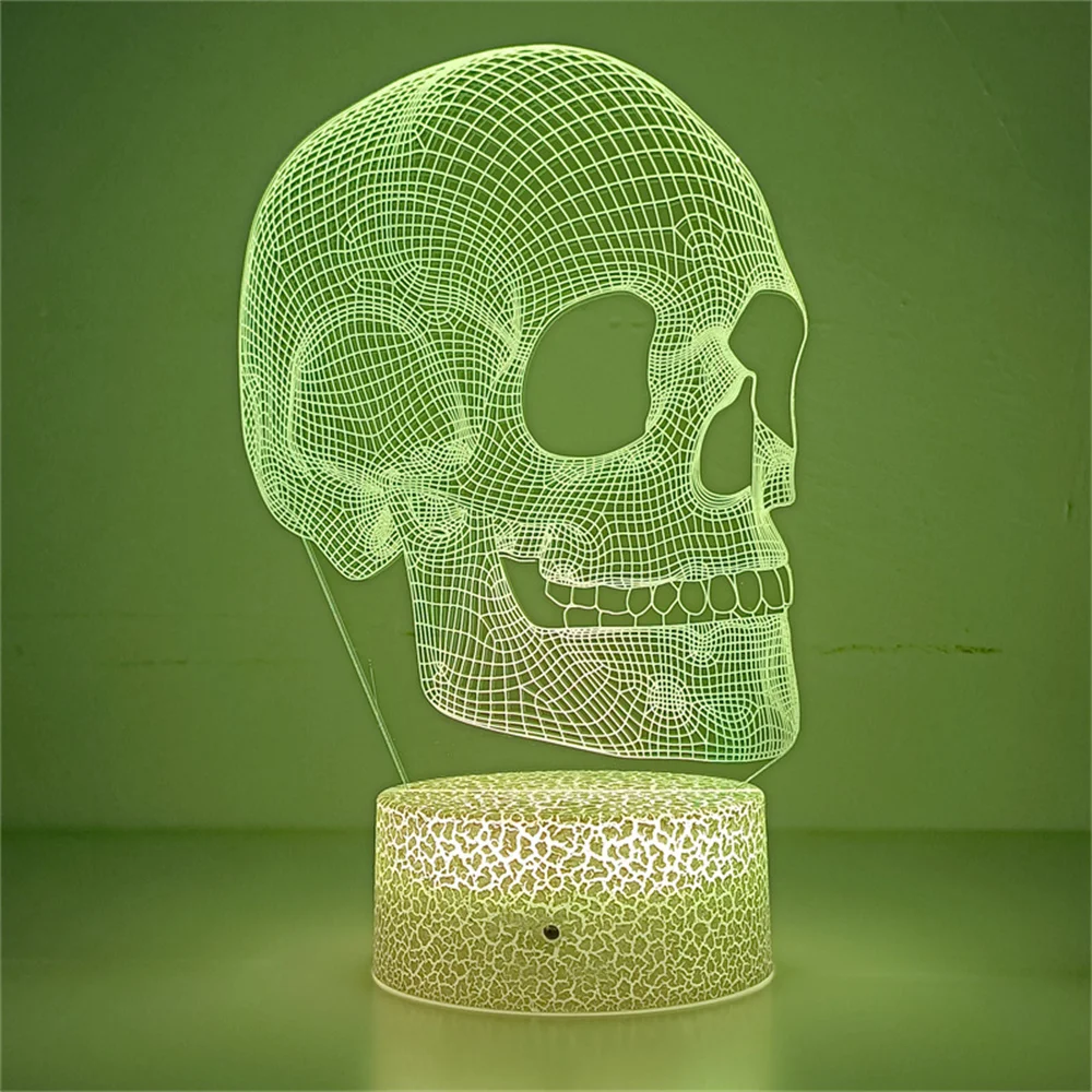Title 1, Acrylic 3D Small Night Lamp Halloween Skull Dec...